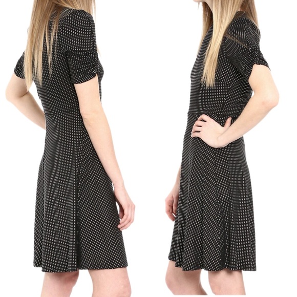 NWT Michael Kors (Black & Silver) Metallic Dot Short-Sleeve Dress - Small - Picture 2 of 11